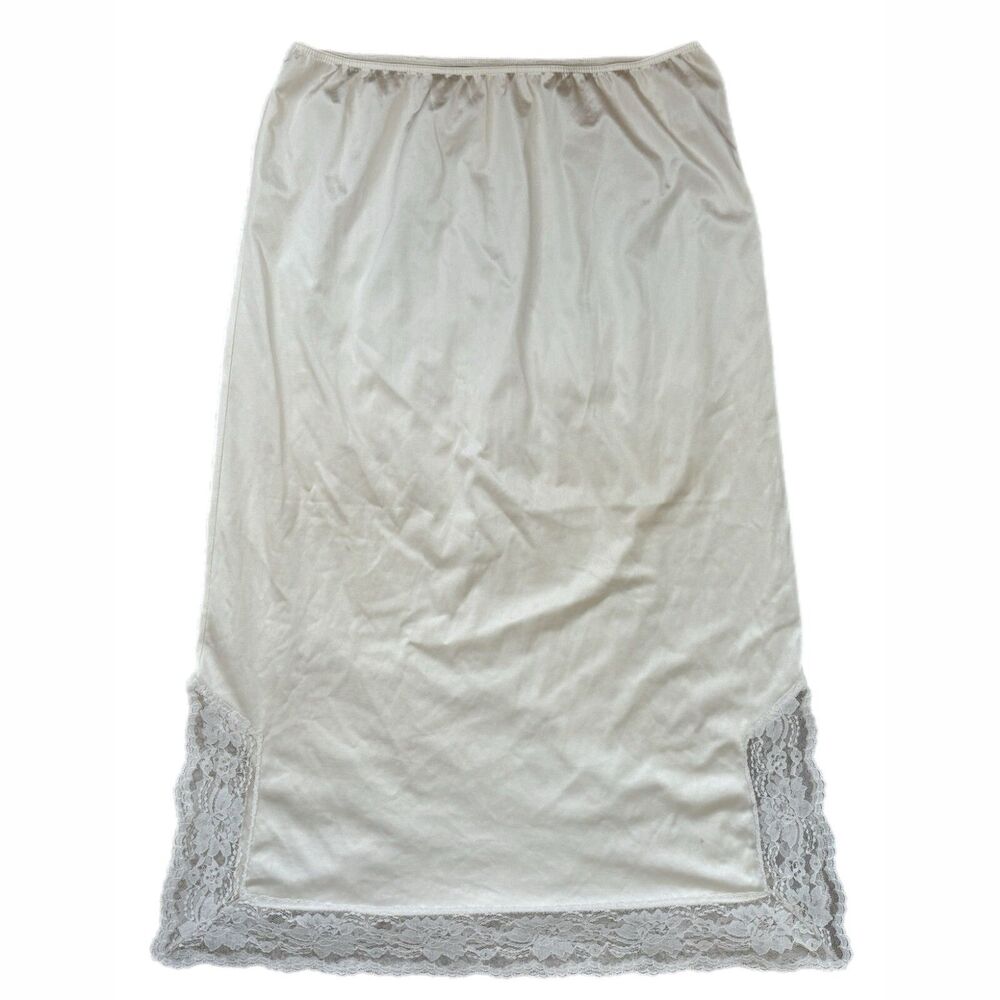 Vintage Fairy Lace Trim Slip Skirt Large Cottage Coquette Dainty Indie